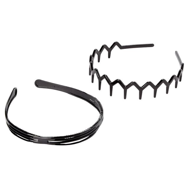 Serre tête en plastique noir brillant x2