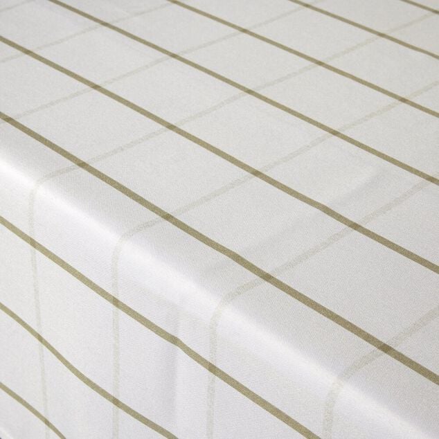 Nappe rectangulaire polyester blanche liser&eacute; kaki 150x250cm