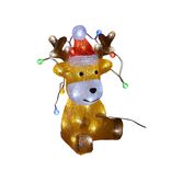 Décoration de Noël lumineuse renne assis avec guirlande 50LED 27x16xH33cm