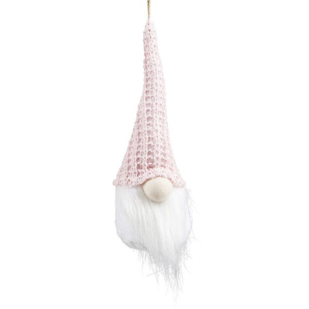 Gnome lumineux avec bonnet de laine &agrave; poser ou suspendre &Oslash;7xH20cm