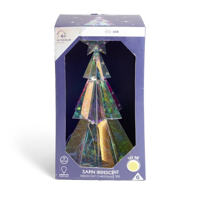 Sapin de No&euml;l LED iridescent H37cm