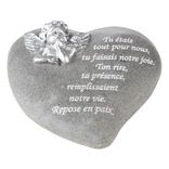 Coeur fun&eacute;raire en r&eacute;sine gris