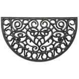 Tapis d'entrée caoutchouc forme demi-lune style fer forgé 45x75cm