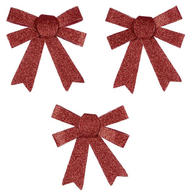 Suspension noeud de No&euml;l paillet&eacute; rouge x3