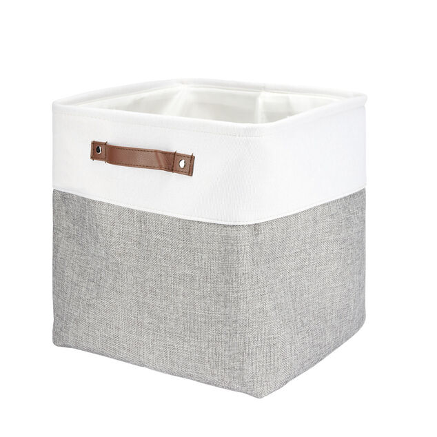 Pani&egrave;re de rangement Box Cube tissu 31x31xH29cm (2 mod&egrave;les beige ou gris)