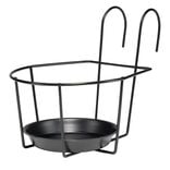Support pot de plante &agrave; suspendre pour balcon en m&eacute;tal noir &Oslash;17cmxH23cm