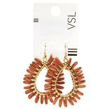 Boucles d'oreilles gouttes boutons raphia rose