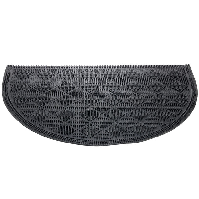 Tapis d'entr&eacute;e demi-lune caoutchouc noir 40x60cm