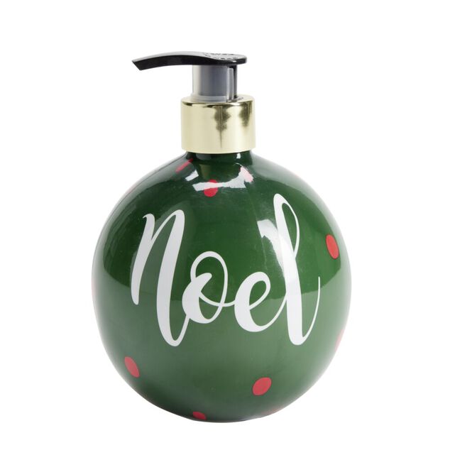 Savon mains liquide flacon forme boule de No&euml;l vert et rouge 500ml