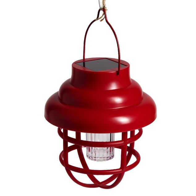 Borne solaire &agrave; suspendre rouge &Oslash;12xH14cm