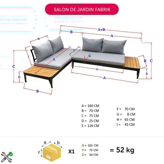 Salon de jardin Fabrik m&eacute;tal et bois