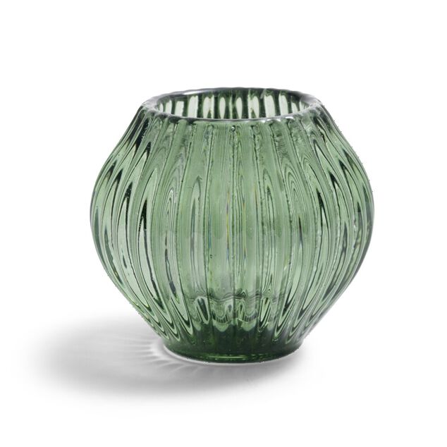 Bougeoir rond verre vert &Oslash;7,5xH7,5cm