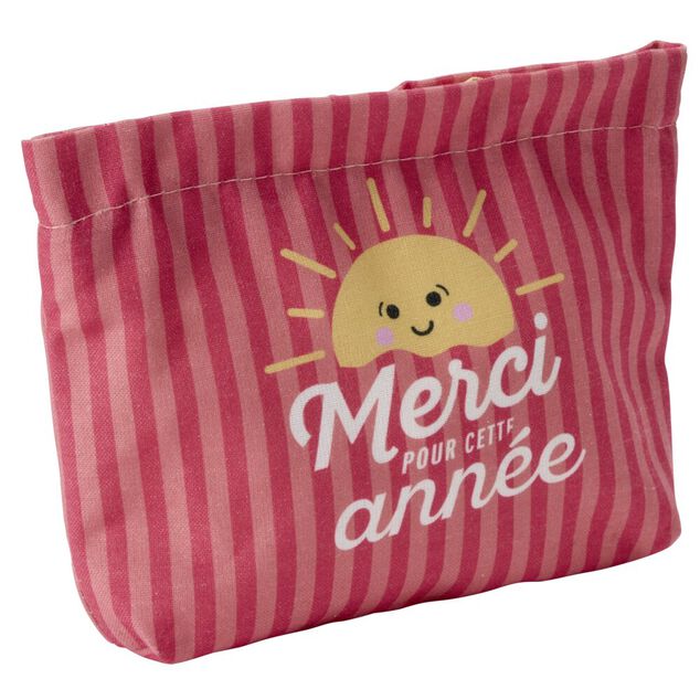 Pochette remerciement tissu Merci pour cette ann&eacute;e 15x20cm (3 mod&egrave;les)