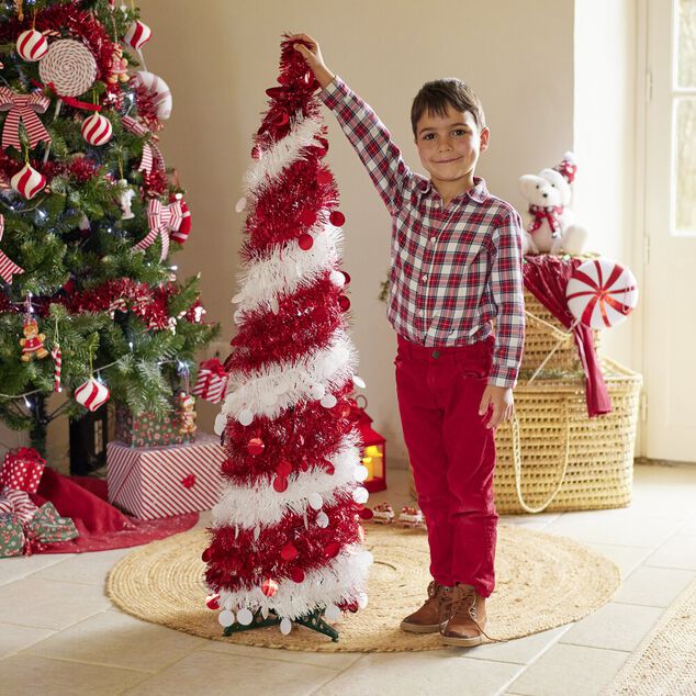 Sapin de No&euml;l artificiel POP UP rouge et blanc &Oslash;30xH120cm