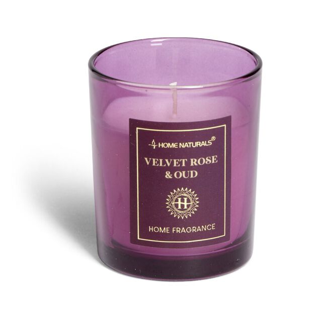 Bougie senteur rose et oud dans pot en verre &Oslash;6,4xH7,9cm rose