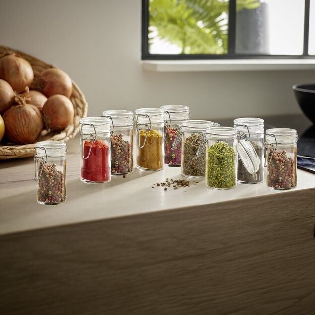 Lot de 3 pots &agrave; &eacute;pices en verre