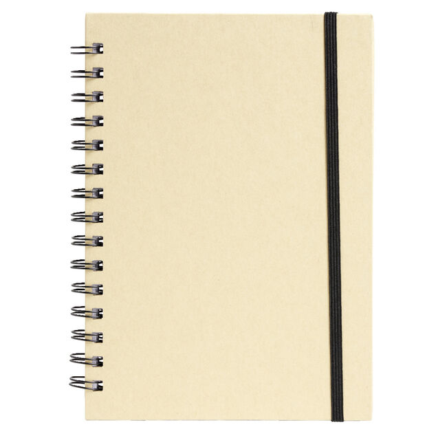 Carnet spirale A5 avec &eacute;lastique 15x21cm couverture kraft 60 pages