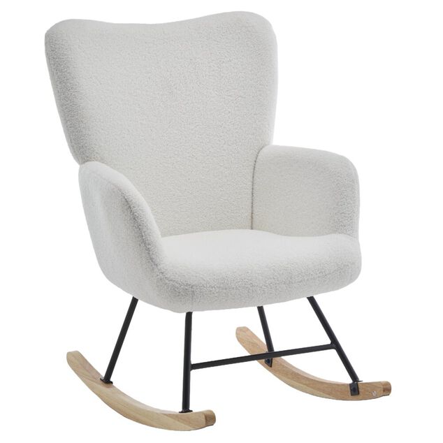 Rocking chair Clara bouclette blanc 97xH98x71cm