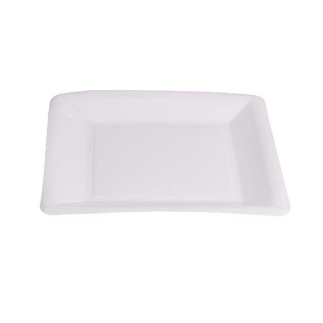 Plateau de présentation carré x4 en carton métallisé blanc 23x23cm