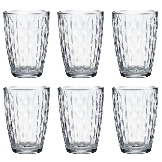 Verre 41,5cl x6 losange relief en verre transparent &Oslash;8,5xH12cm
