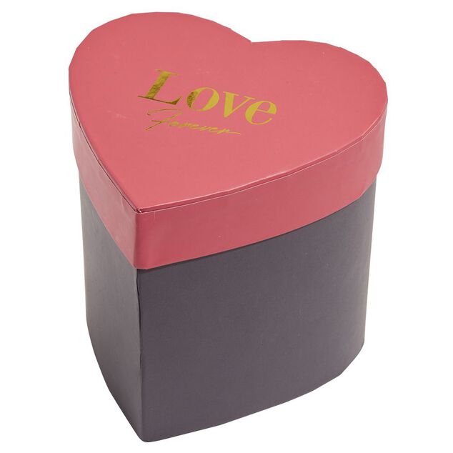 Bo&icirc;te forme coeur int&eacute;rieur fleurs s&eacute;ch&eacute;es 15x15xH14cm