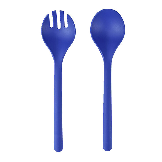 Couverts à salade x2 plastique bleu L26,5cm