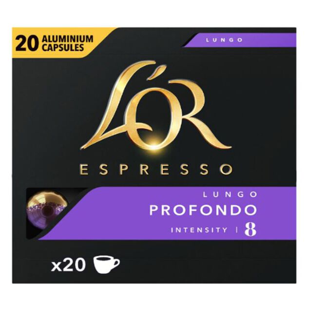Café capsule L'or Lungo profondo 20 doses intensité 8