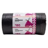 Sac poubelle noir lien coulissant 50L x80