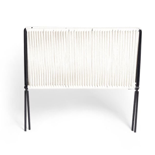 Range magazine coton blanc et m&eacute;tal 35,5x25x25cm