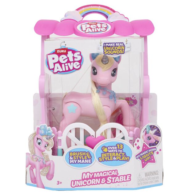 Ma licorne magique et son &eacute;curie Little Pet LED et son plastique rose H29cm