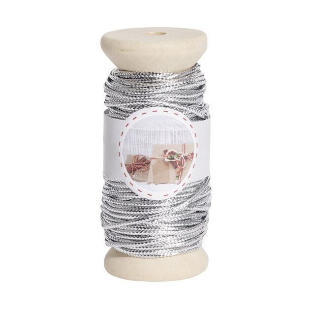 Rouleau fil argent&eacute; polyester 15m