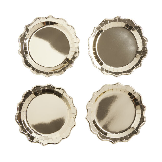 Plateau de pr&eacute;sentation rond x4 carton m&eacute;tallis&eacute; dor&eacute; &Oslash;26cm