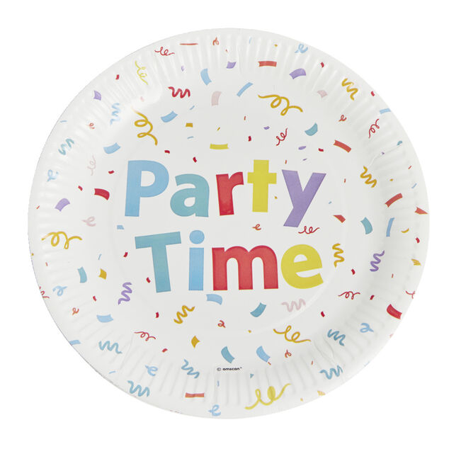 Lot de 8 assiettes Party Time carton &Oslash;23cm