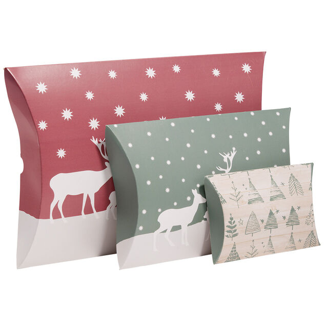 Bo&icirc;te cadeau papier recycl&eacute; motif No&euml;l x3
