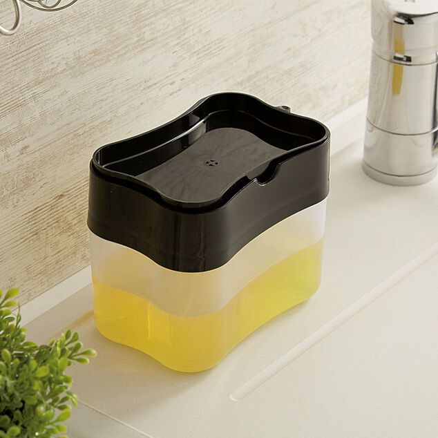 Distributeur &agrave; savon liquide vaisselle 385 ml et &eacute;ponge