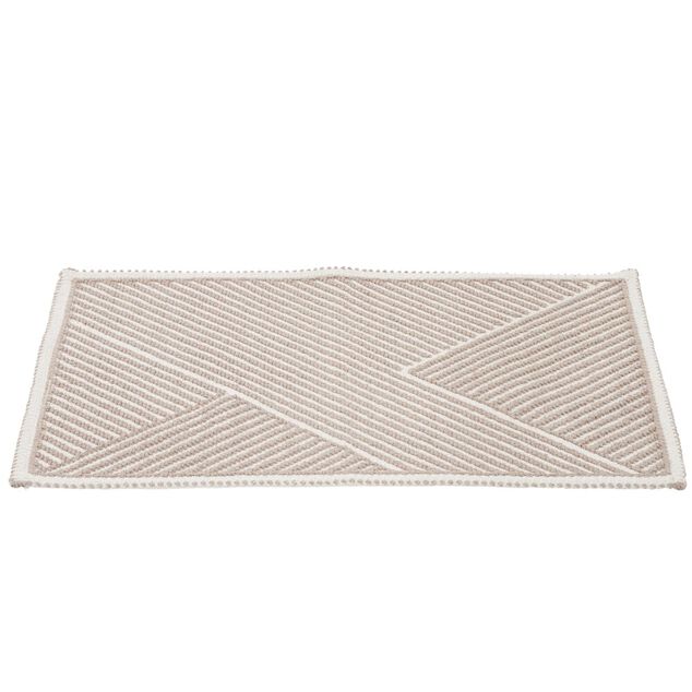 Tapis salle de bain coton relief rayure beige 80x50cm