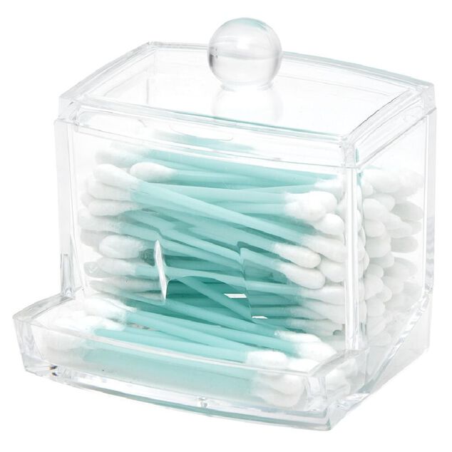 Bo&icirc;te distributeur &agrave; coton tige transparent