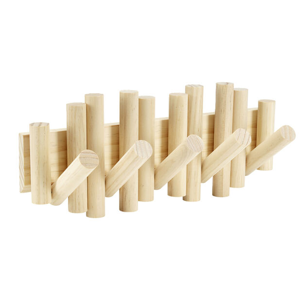 Pat&egrave;re rabattable en bois 5 crochets L38xH16cm