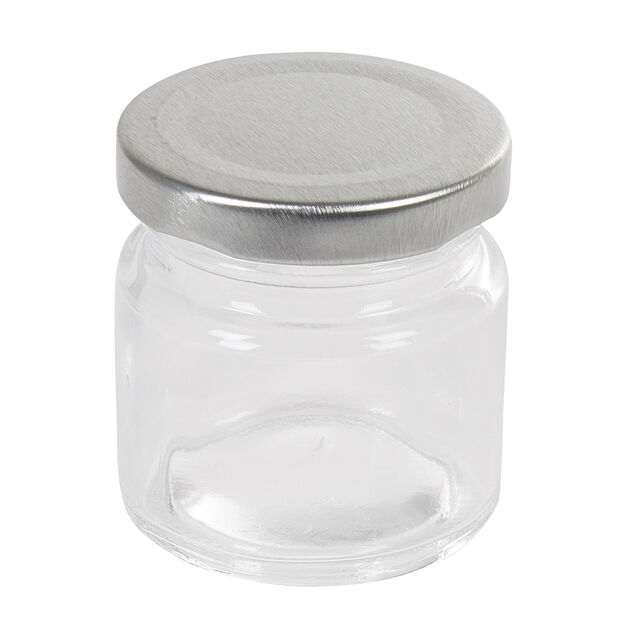 Pot &agrave; drag&eacute;es en verre avec bouchon m&eacute;tal x6