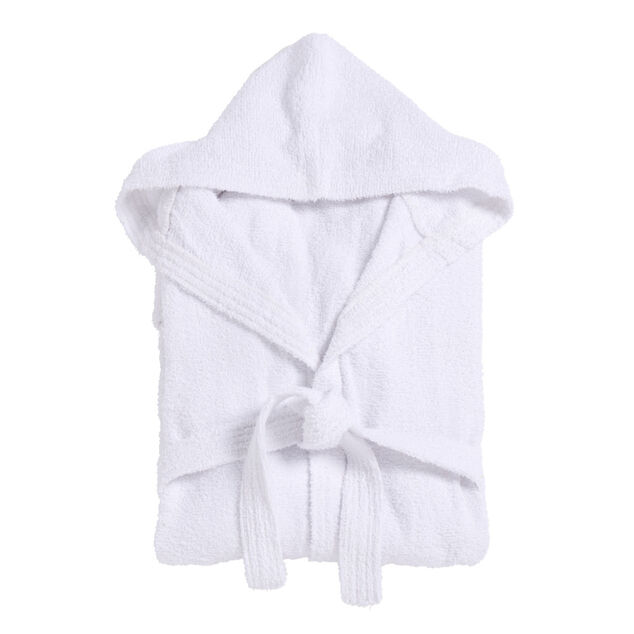Peignoir avec capuche en coton L120cm - 2 mod&egrave;les marron ou blanc