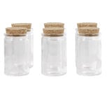 Contenant cylindrique en verre avec bouchon en li&egrave;ge x6