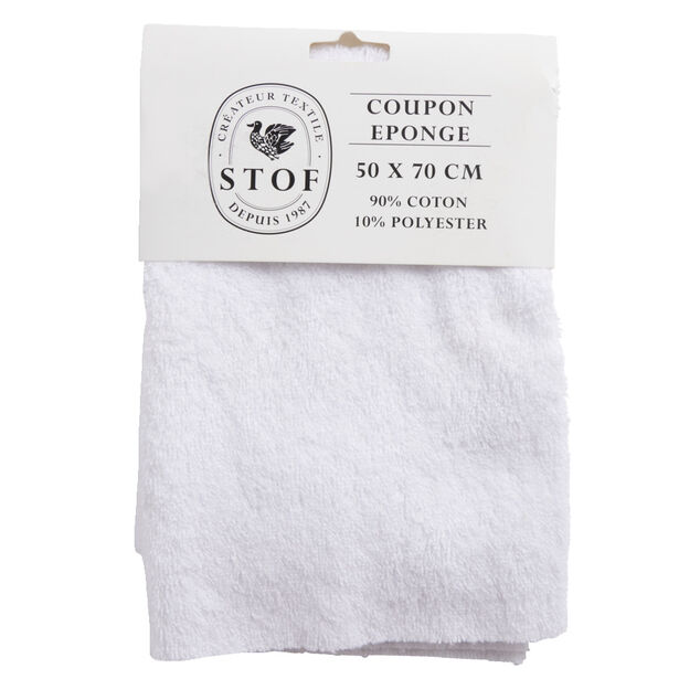 Coupon tissu coton éponge 50x70cm blanc