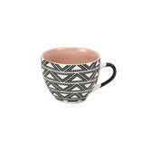 Tasse &agrave; caf&eacute; en porcelaine motif graphique noir blanc 22 cl