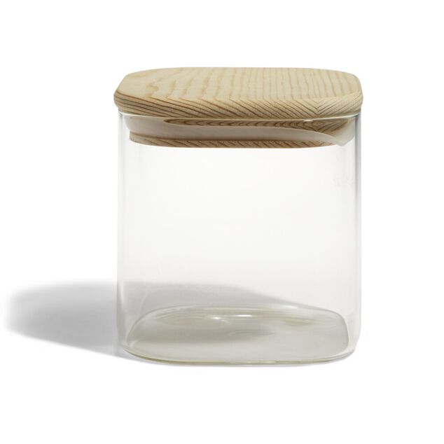 Bocal de conservation 60cl en verre avec couvercle en bois