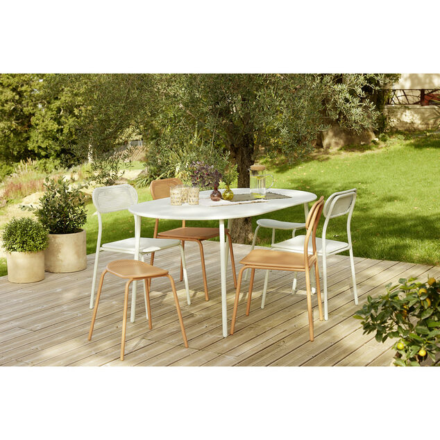 Chaise de jardin Faro empilable m&eacute;tal vert 48x52xH82cm