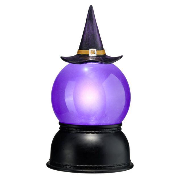 D&eacute;coration Halloween boule anim&eacute;e LED chapeau sorci&egrave;re