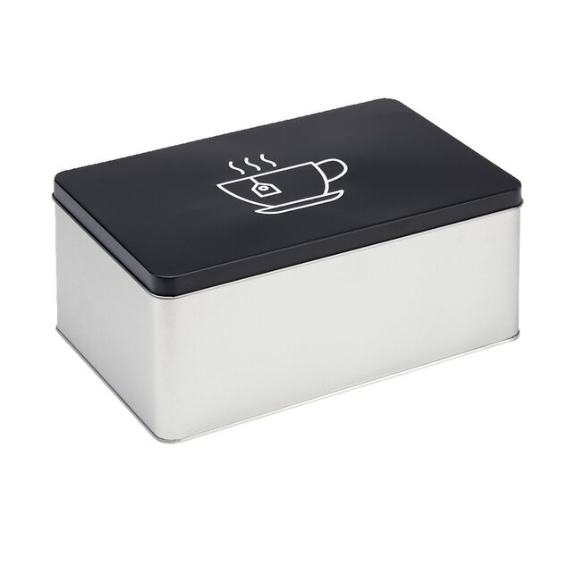 Bo&icirc;te &agrave; th&eacute; rectangulaire en m&eacute;tal 22x19xH.9cm