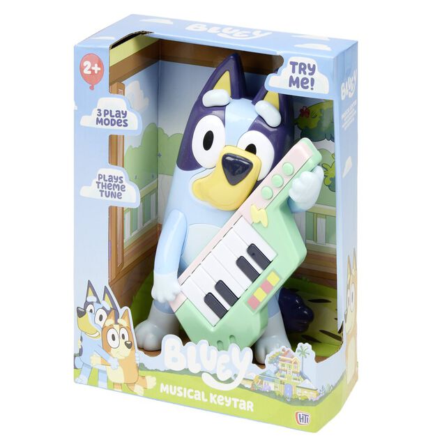 Figurine enfant Bluey avec synth&eacute;tiseur son et lumi&egrave;re 20x10xH26cm