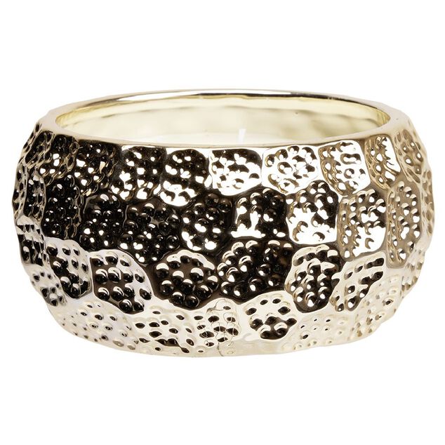 Bougie ronde dans pot en céramique doré Ø15 cm