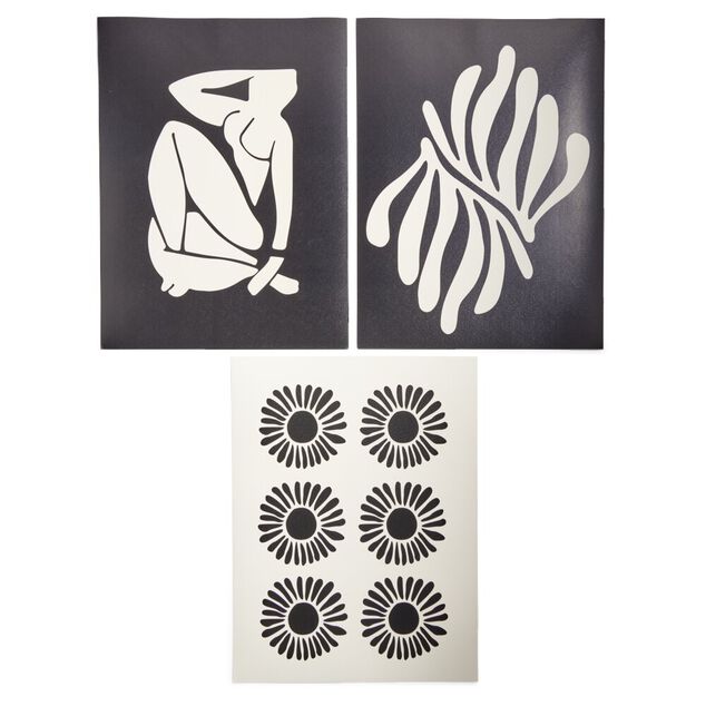 Affiche papier x3 th&egrave;me contemporain noir et beige 30x40cm